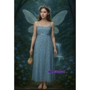 Candy Rocket Dress Vintage 90s Blue Glitter Fairycore Whimsigoth y2k Cottage